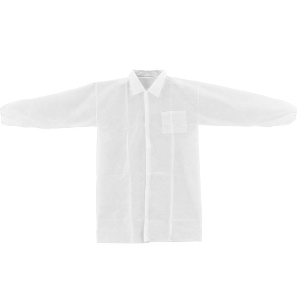 Global Industrial Disposable Polypropylene Lab Coat, 1 Pocket, Elastic Wrists, 2XL, 25PK 708208XXL